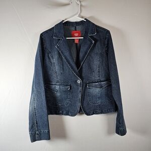 Women's Denim Jacket Blazer Miss Lili Size Large Pockets Y2K